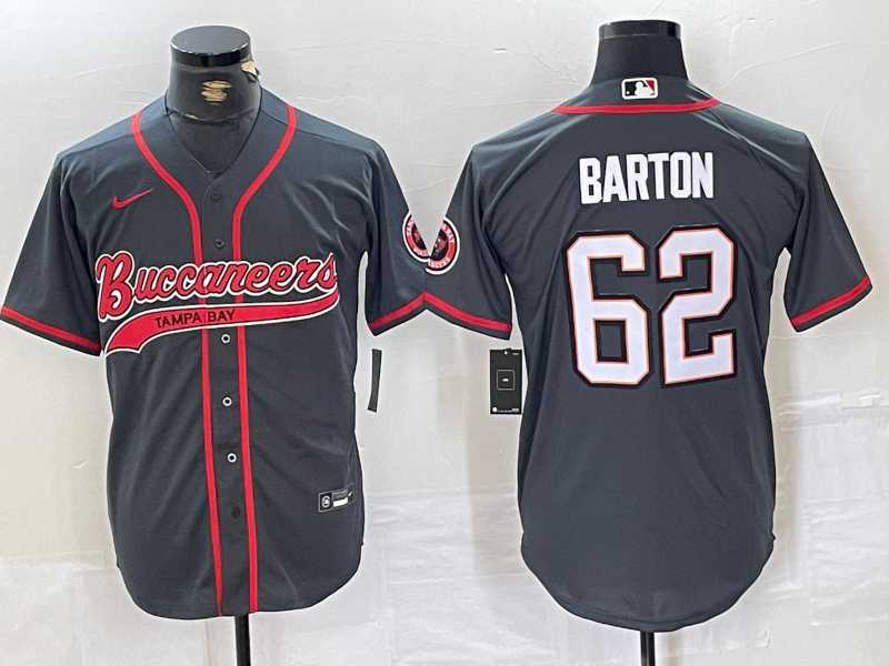 Mens Tampa Bay Buccaneers #62 Graham Barton Grey Cool Base Stitched Baseball Jersey